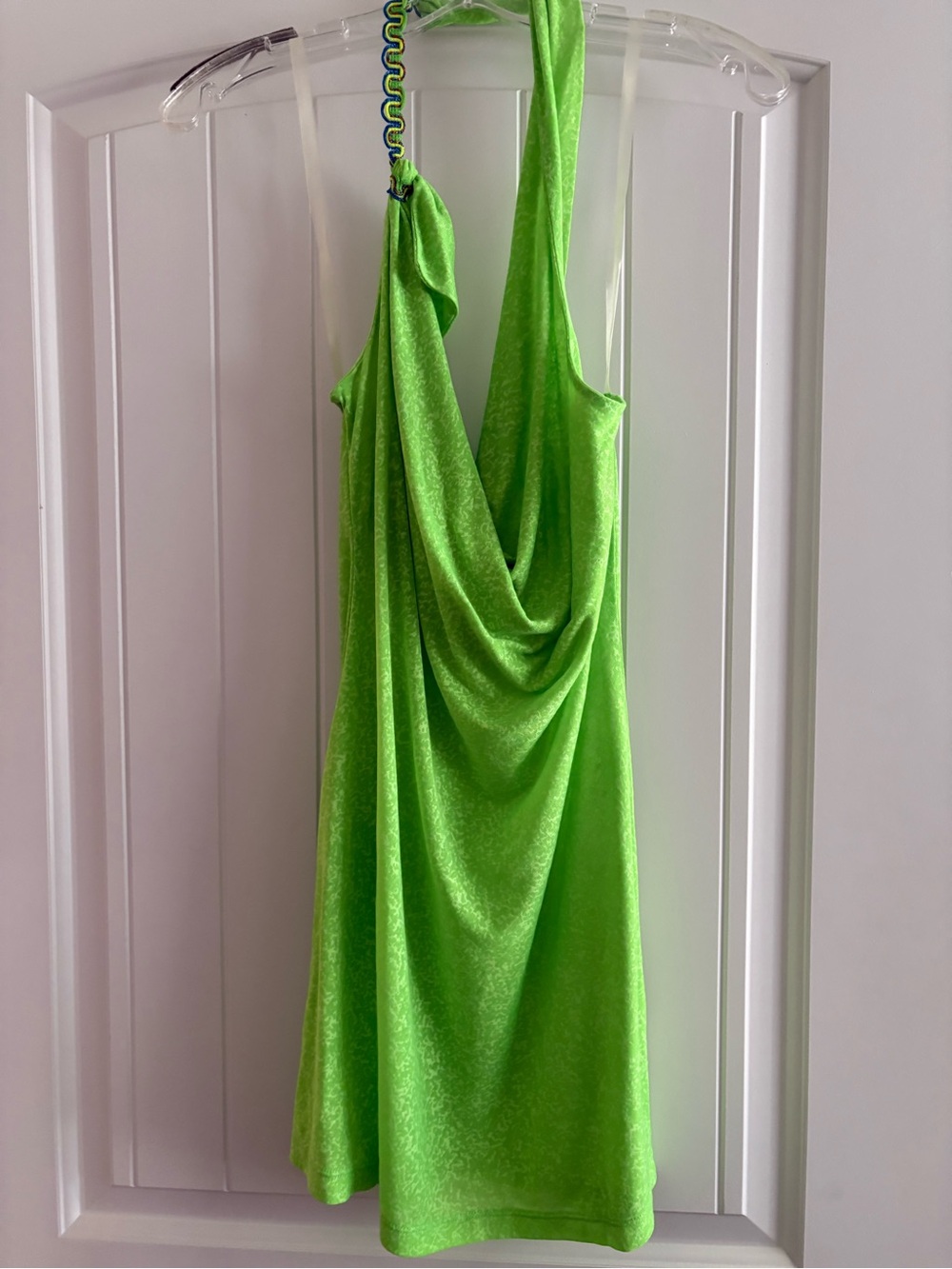 Pitusa Lime Green Draped Halter Mini Dress